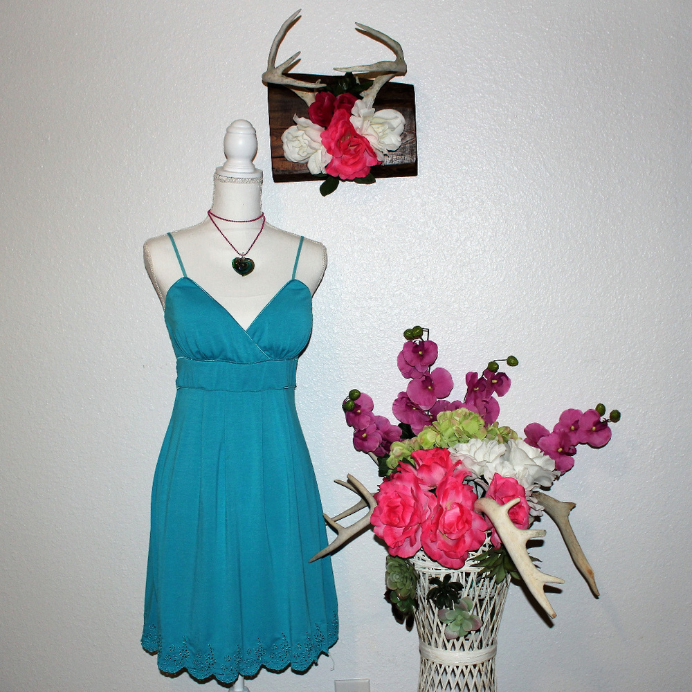 Body Central Ocean Blue Eyelet Mini Dress